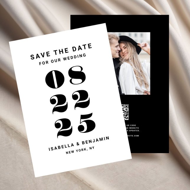 Moderne Minimalistische Schwarz-Weiß-Hochzeit Save The Date (Modern Minimalist Black And White Wedding Save The Date)