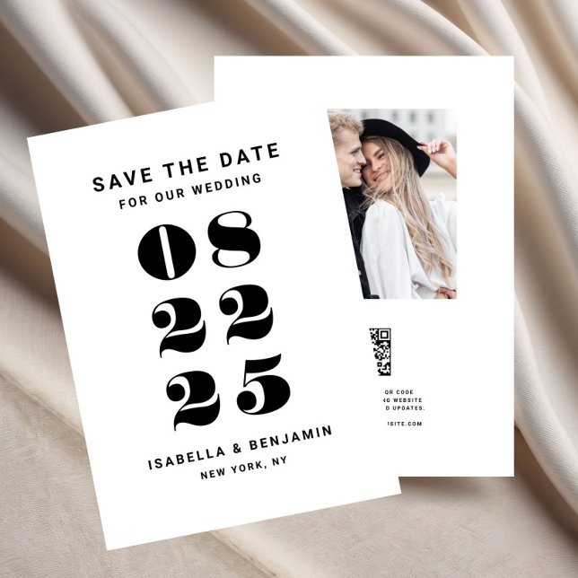 Moderne Minimalistische Schwarz-Weiß-Hochzeit Save The Date (Modern Minimalist Black And White Wedding Save The Date)
