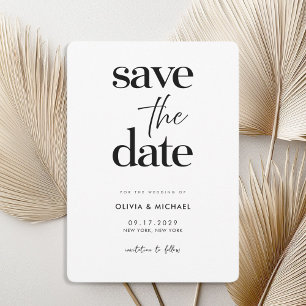 Moderne Minimalistische Schwarz-Weiß-Hochzeit Save The Date
