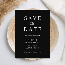 Moderne Minimalistische Schwarz-Weiß-Hochzeit Save The Date