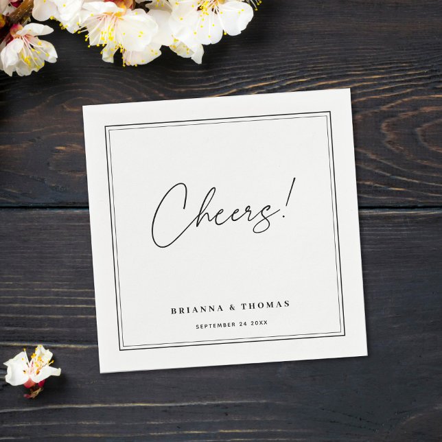 Moderne Minimalistische Schwarz-Weiß-Hochzeit Serviette (Von Creator hochgeladen)