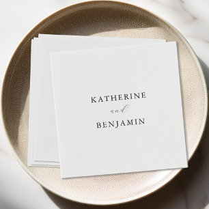Moderne Minimalistische Schwarz-Weiß-Hochzeit Serviette