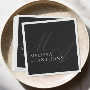 Moderne Minimalistische Schwarz-Weiß-Hochzeit Serviette