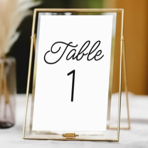 Moderne Minimalistische Schwarz-Weiß-Hochzeit Tischnummer