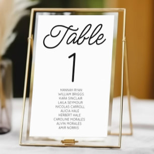 Moderne Minimalistische Schwarz-Weiß-Hochzeit Tischnummer