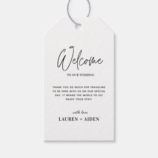 Moderne Minimalistische Schwarz-Weiß-Hochzeit Will Geschenkanhänger (Vorderseite)