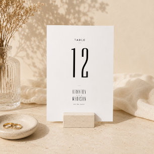 Moderne Minimalistische Schwarz-Weiß-Hochzeitstisc Tischnummer