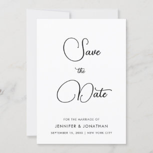 Moderne Minimalistische Schwarz-Weiß-Kalligrafie Save The Date