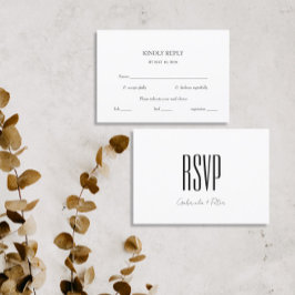Moderne Minimalistische Schwarz-Weiß-Küche RSVP Karte