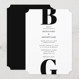 Moderne Minimalistische Schwarz-Weiß-Monogramm-Hoc Einladung