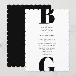 Moderne Minimalistische Schwarz-Weiß-Monogramm-Hoc Einladung