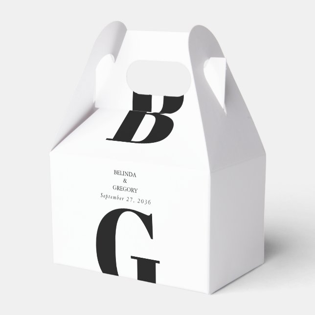 Moderne Minimalistische Schwarz-Weiß-Monogramm-Hoc Geschenkschachtel (Vorderseite)