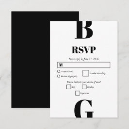 Moderne Minimalistische Schwarz-Weiß-Monogramm-Hoc RSVP Karte