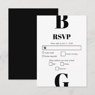 Moderne Minimalistische Schwarz-Weiß-Monogramm-Hoc RSVP Karte