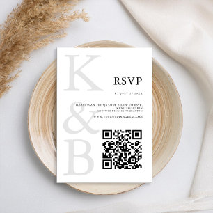 Moderne Minimalistische Schwarz-Weiß-Monogramm-Hoc RSVP Karte