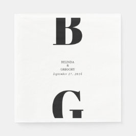 Moderne Minimalistische Schwarz-Weiß-Monogramm-Hoc Serviette