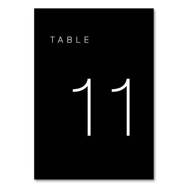 Moderne Minimalistische Schwarz-Weiß-Tischnummer 1 Tischnummer (Rückseite)