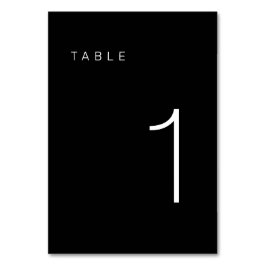 Moderne Minimalistische Schwarz-Weiß-Tischnummer 1 Tischnummer