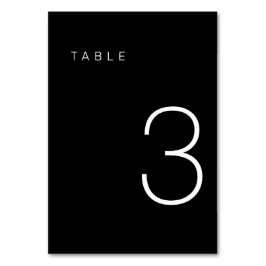 Moderne Minimalistische Schwarz-Weiß-Tischnummer 3 Tischnummer