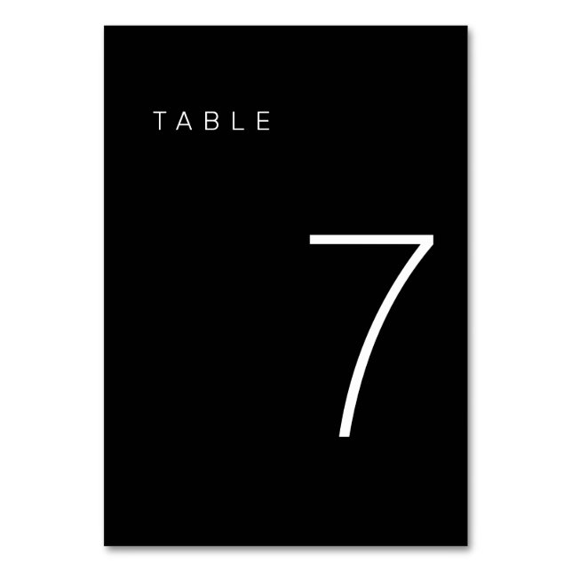 Moderne Minimalistische Schwarz-Weiß-Tischnummer 7 Tischnummer (Vorderseite)