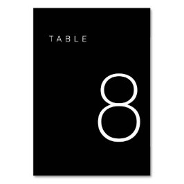 Moderne Minimalistische Schwarz-Weiß-Tischnummer 8 Tischnummer