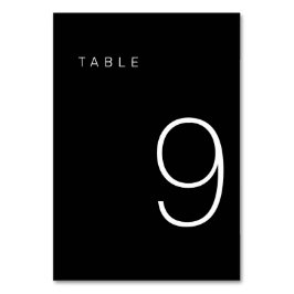 Moderne Minimalistische Schwarz-Weiß-Tischnummer 9 Tischnummer