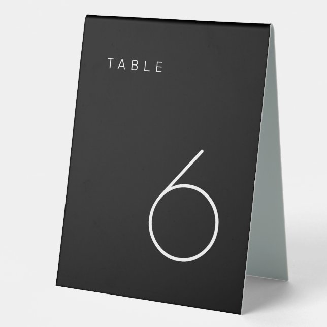 Moderne Minimalistische Schwarz-Weiß-Tischnummer Tischaufsteller (Vorderseite)