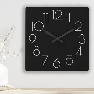Moderne minimalistische Schwarz-Weiß-Uhr zum Bearb Quadratische Wanduhr