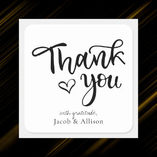 Moderne Minimalistische Schwarz & Weiß Vielen Dank Quadratischer Aufkleber