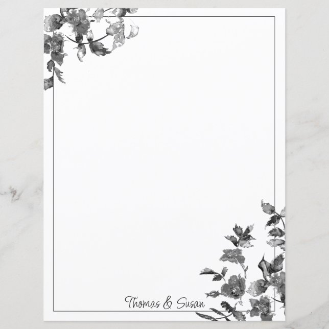 Moderne minimalistische Schwarz-weiße Aquarellfarb (Vorderseite)