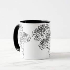 Moderne minimalistische Schwarz-weiße Blume Tasse