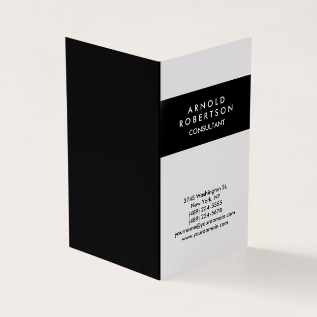 Moderne Minimalistische Schwarz-weiße Elegante gef Visitenkarten (Vorderseite)