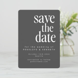 Moderne Minimalistische Schwarz-weiße, fette Hochz Save The Date
