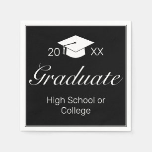 Moderne Minimalistische Schwarz-weiße Graduierungs Serviette