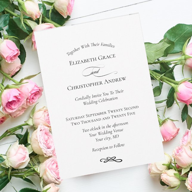 Moderne Minimalistische Schwarz-weiße Hochzeit Einladung (Von Creator hochgeladen)