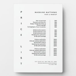 Moderne Minimalistische Schwarz-weiße Salonpreisli Fotoplatte