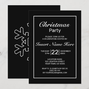 Moderne Minimalistische Schwarz-weiße Weihnachten Einladung