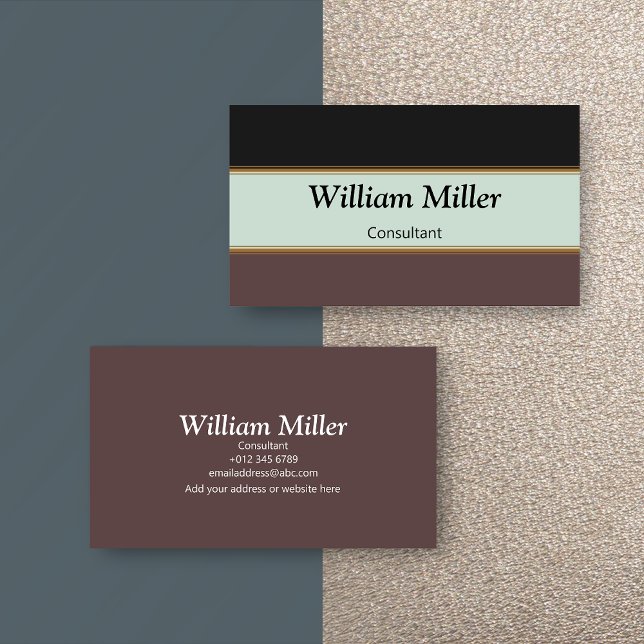 Moderne Minimalistische schwarzbraune Streifen Visitenkarte (Von Creator hochgeladen)