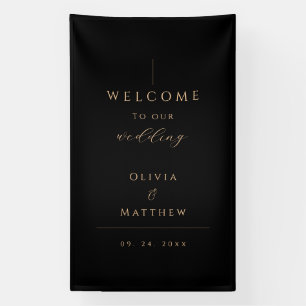 Moderne minimalistische schwarze goldene Hochzeits Banner
