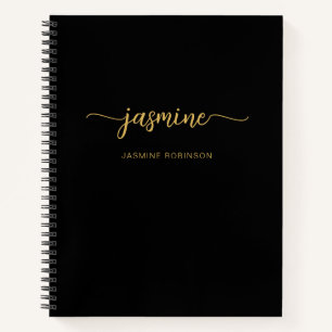 Moderne minimalistische schwarze goldene Schrift M Notizbuch