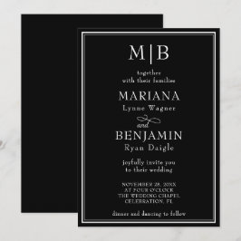 Moderne Minimalistische Schwarze Hochzeit an der G Einladung