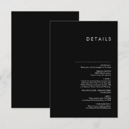 Moderne Minimalistische Schwarze Hochzeit Begleitkarte