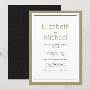 Moderne Minimalistische Schwarze Hochzeit Einladung