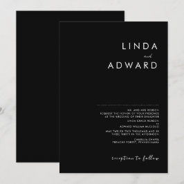Moderne Minimalistische Schwarze Hochzeit Einladung