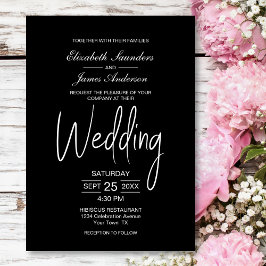 Moderne Minimalistische Schwarze Hochzeit Einladung