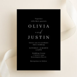 Moderne Minimalistische Schwarze Hochzeit Einladung