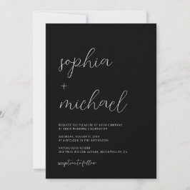 Moderne Minimalistische Schwarze Hochzeit Einladung