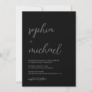 Moderne Minimalistische Schwarze Hochzeit Einladung