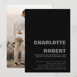 Moderne Minimalistische Schwarze Hochzeit Einladung