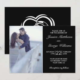 Moderne Minimalistische Schwarze Hochzeit Foto Ein Einladung